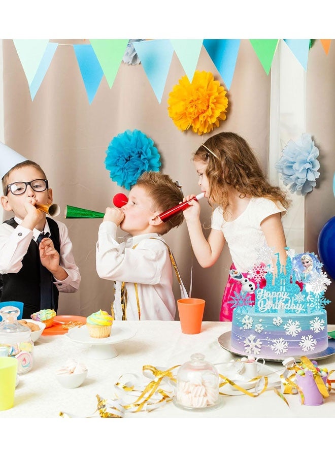 8 قطع من أغطية كعكة عيد الميلاد اللطيفة، زينة كعكة الأميرة ذات طابع الثلج لمستلزمات حفلات الثلج - Image 3